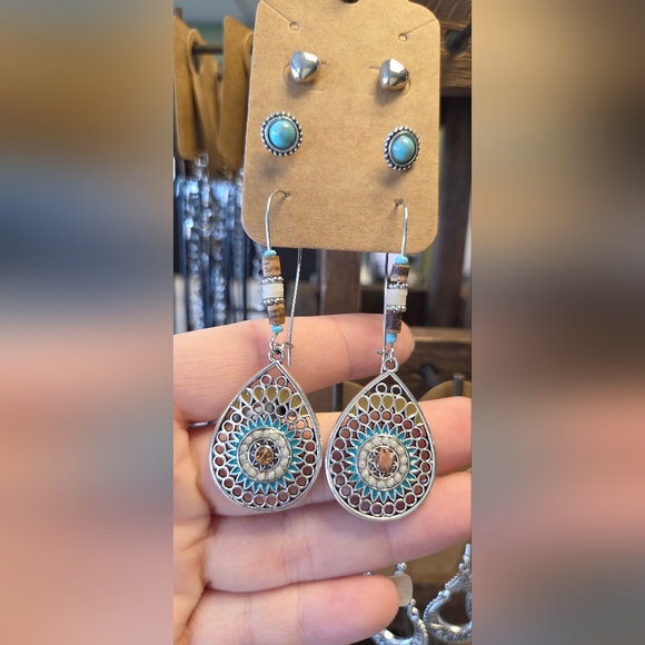 Jewelry - Bohemian Silver and Blue Earrings